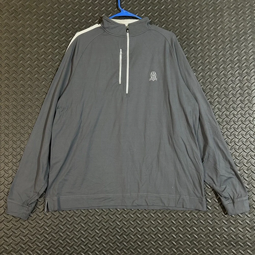FootJoy Men Gray 1/4 Zip Pullover Golf Jacket Long Sleeve 100 Years Logo Size L